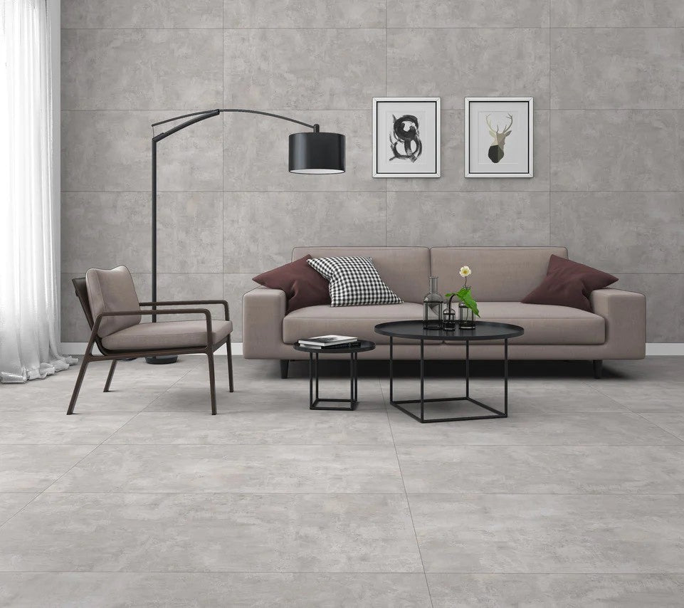Echantillon carrelage ORION BIANCO gris clair mat effet béton 15cm*15cm