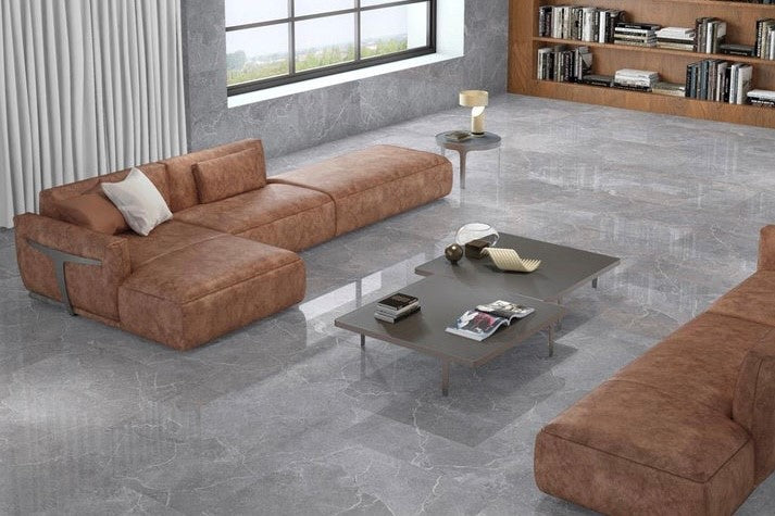 CARRELAGE TUNISIA GREY GRIS RECTIFIE BRILLANT 60X60