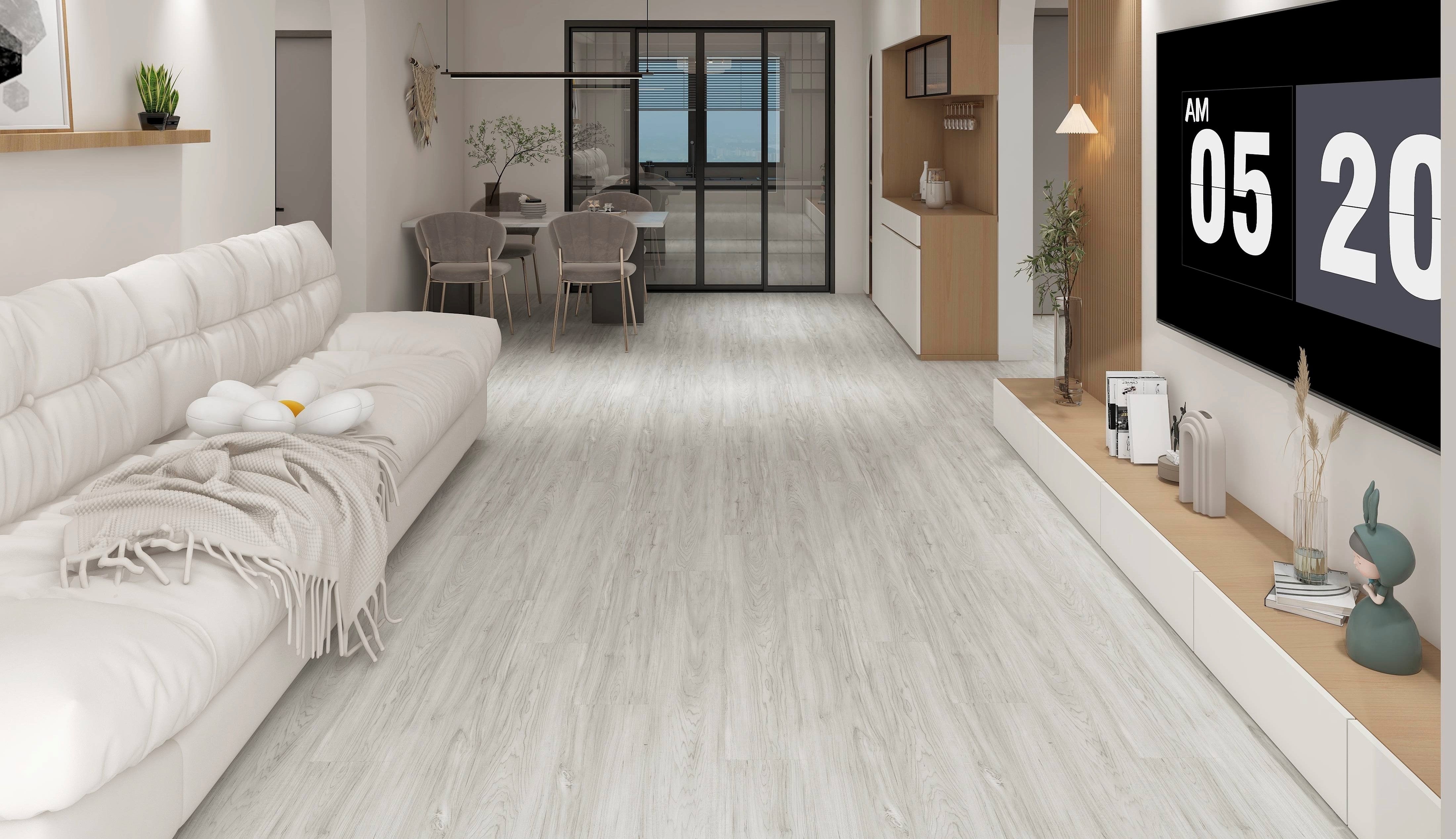 LAME PVC CLIPSABLE ASPECT BOIS GRIS CLAIR (7,5mm d'épaisseur) sous-couche intégrée, garantie 30ans