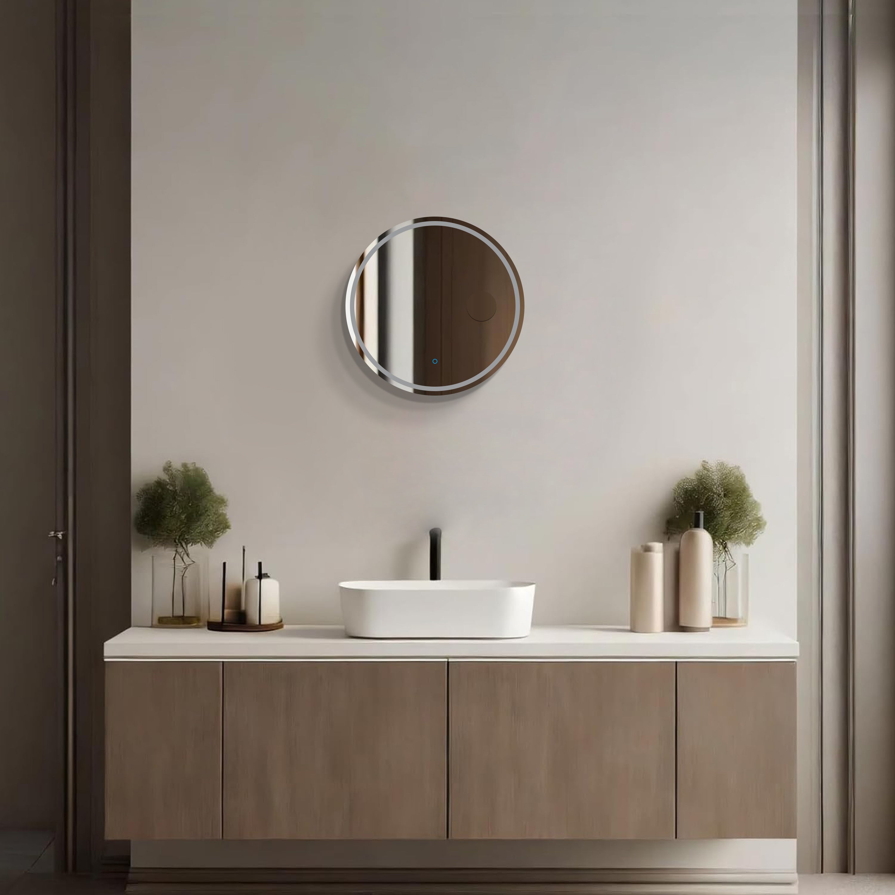 MIROIR ROND LED SALLE DE BAIN Ø60 CM – ANTI-BUÉE, TACTILE & GROSSISSANT X3