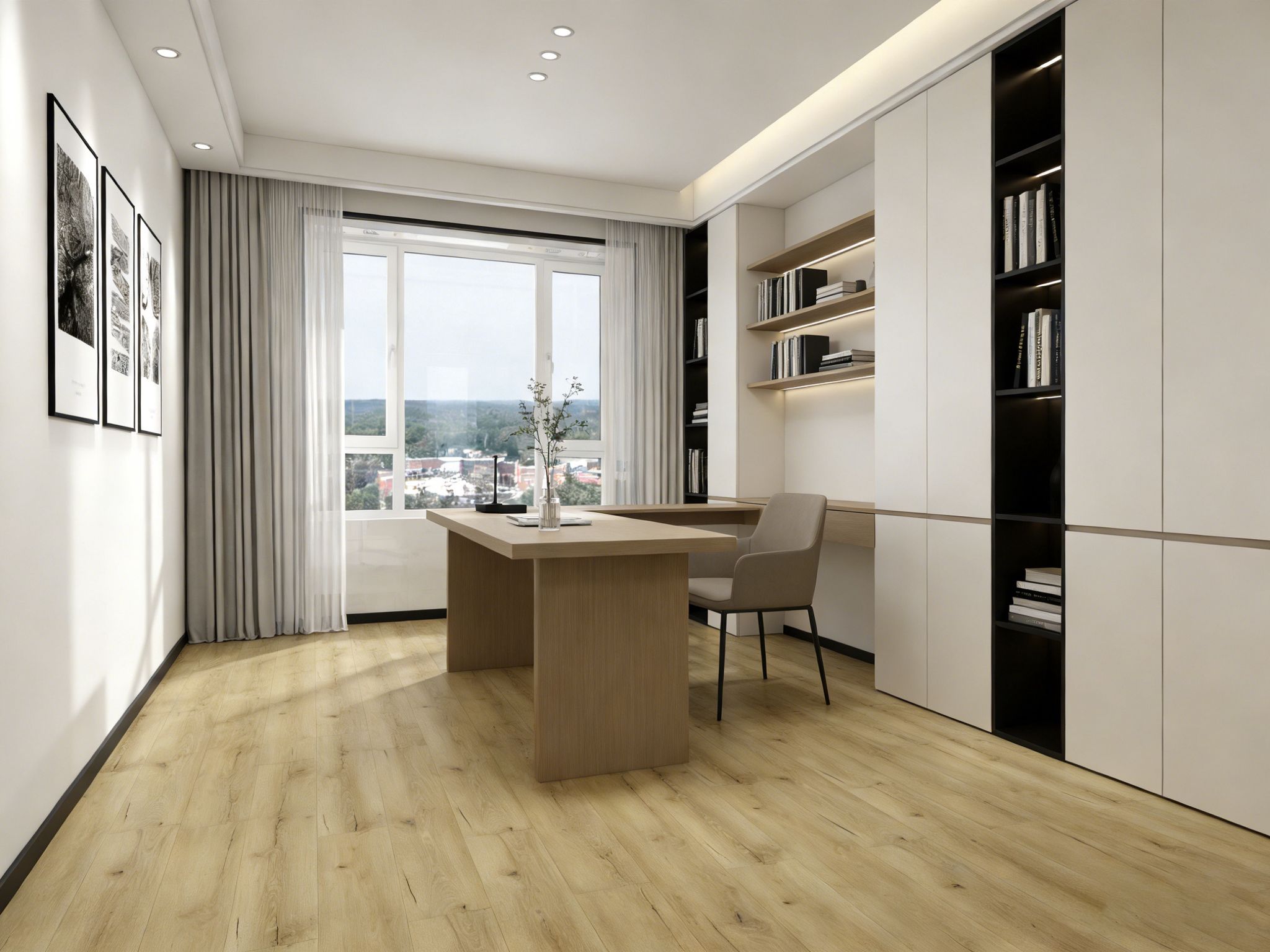 PARQUET STRATIFIE CHENE CLAIR VEINE NOIR 8MM AC5