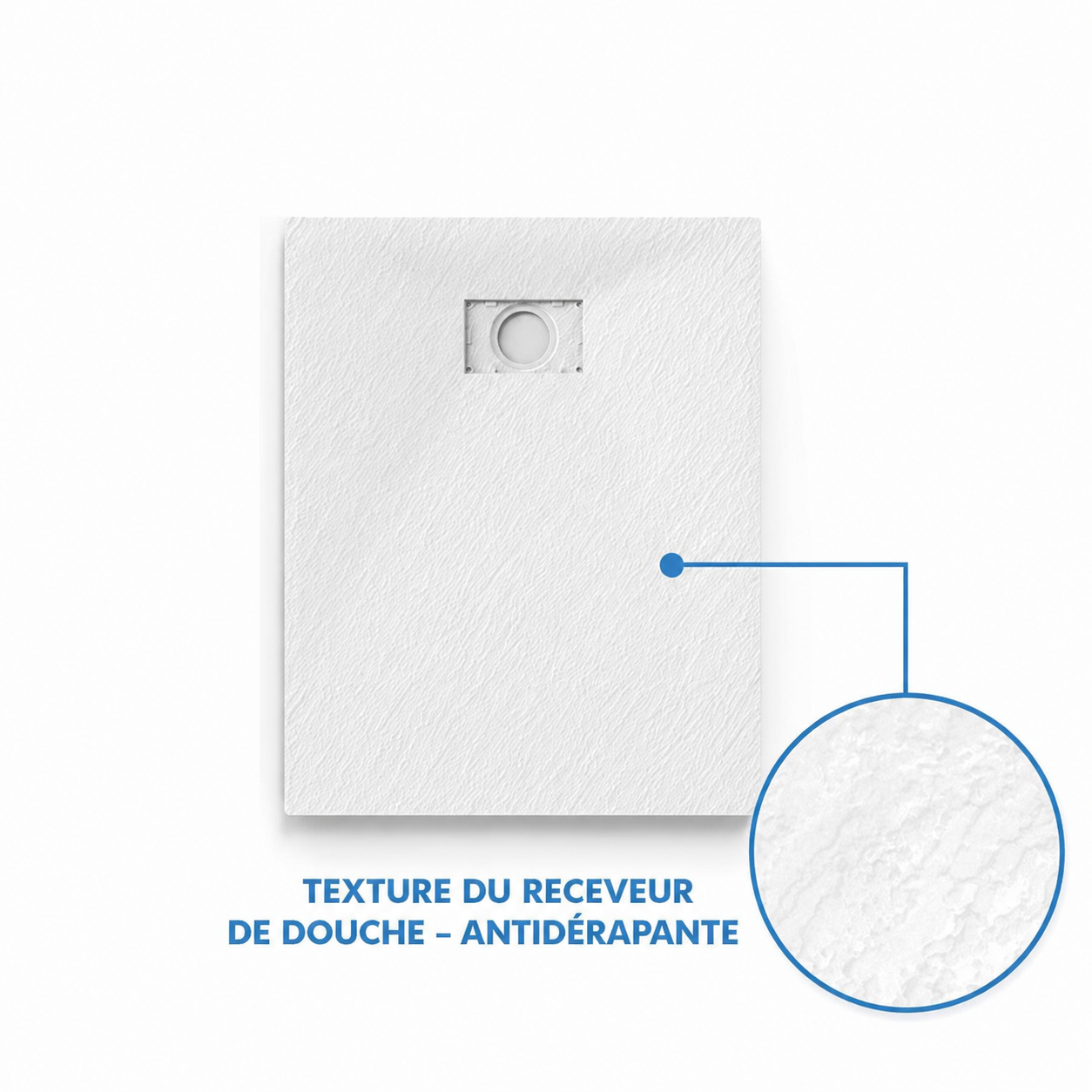 Receveur de douche extra-plat en SMC 90x90 cm - Antidérapant