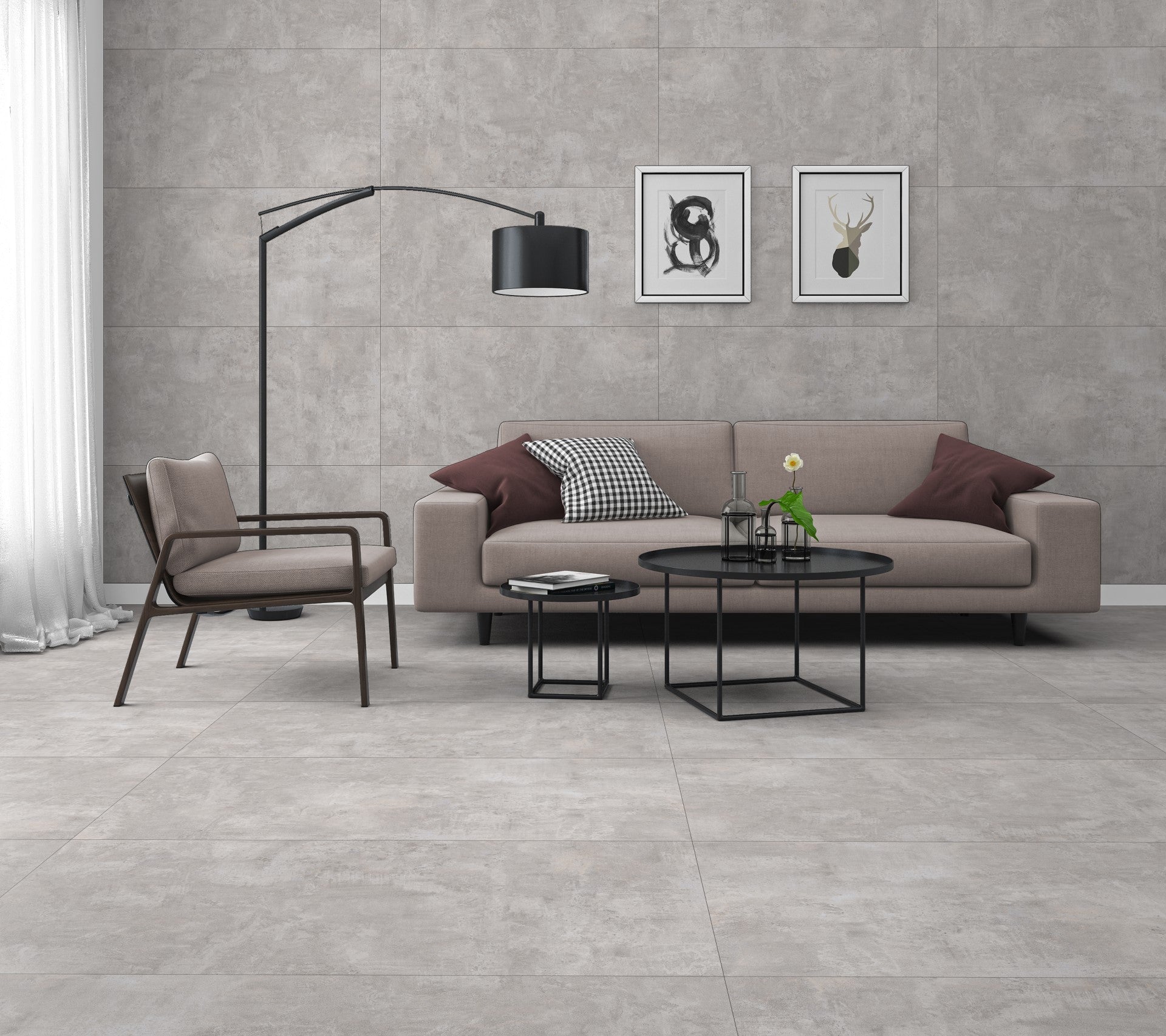 CARRELAGE ORION BIANCO EFFET BETON GRIS CLAIR MAT 60X120